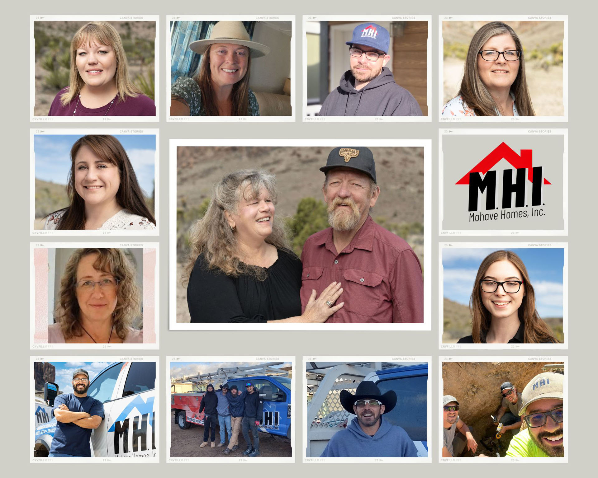 Collage of people in various settings, showcasing different individuals associated with Mohave Homes, Inc. logo. Collage of people in various settings, showcasing different individuals associated with Mohave Homes, Inc. logo.